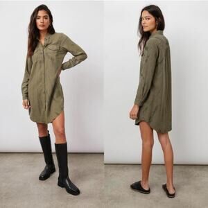 Rails Sandra Shirt Dress Womens Size Small Olive Black Tie Dye Casual Fall
